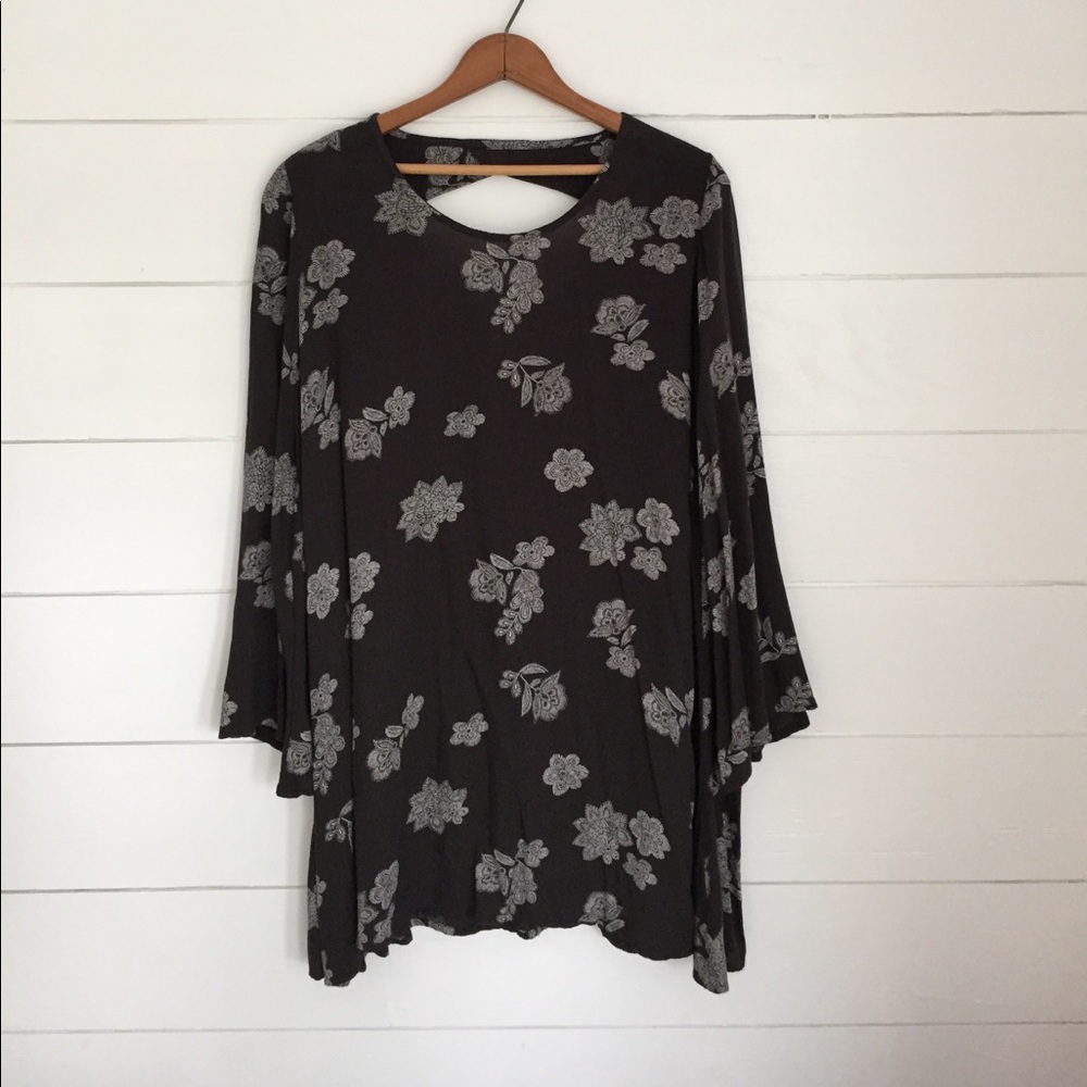 Grey floral tunic dress