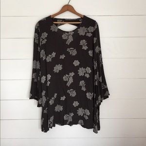 Grey floral tunic dress