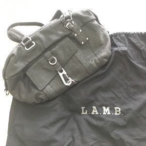 Black leather handbag