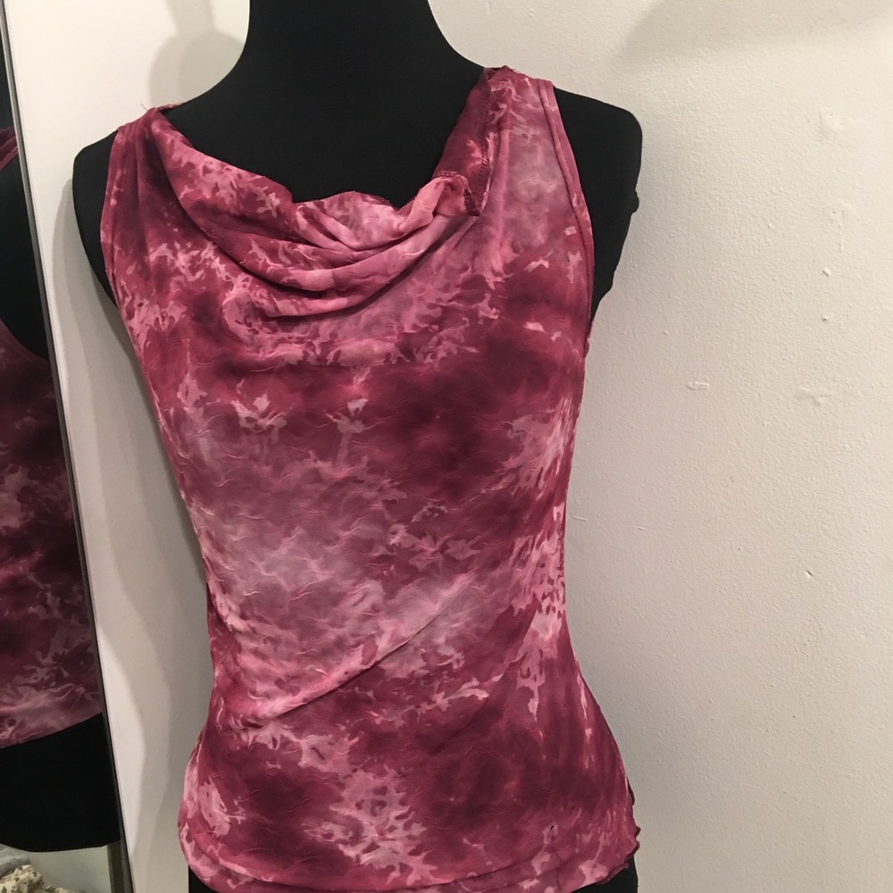 Pink patterned sheer tank top