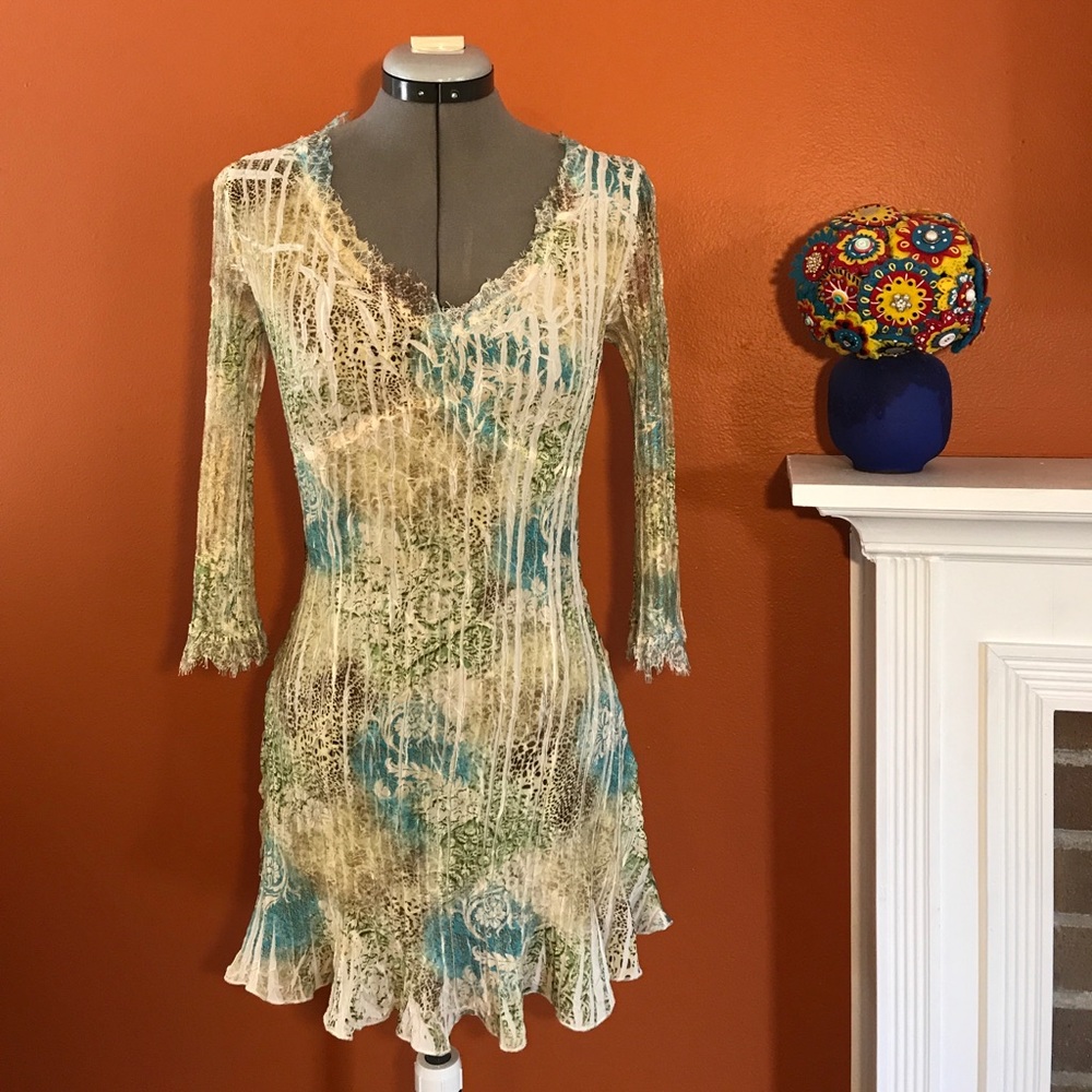 Komarov tie up back lace dress