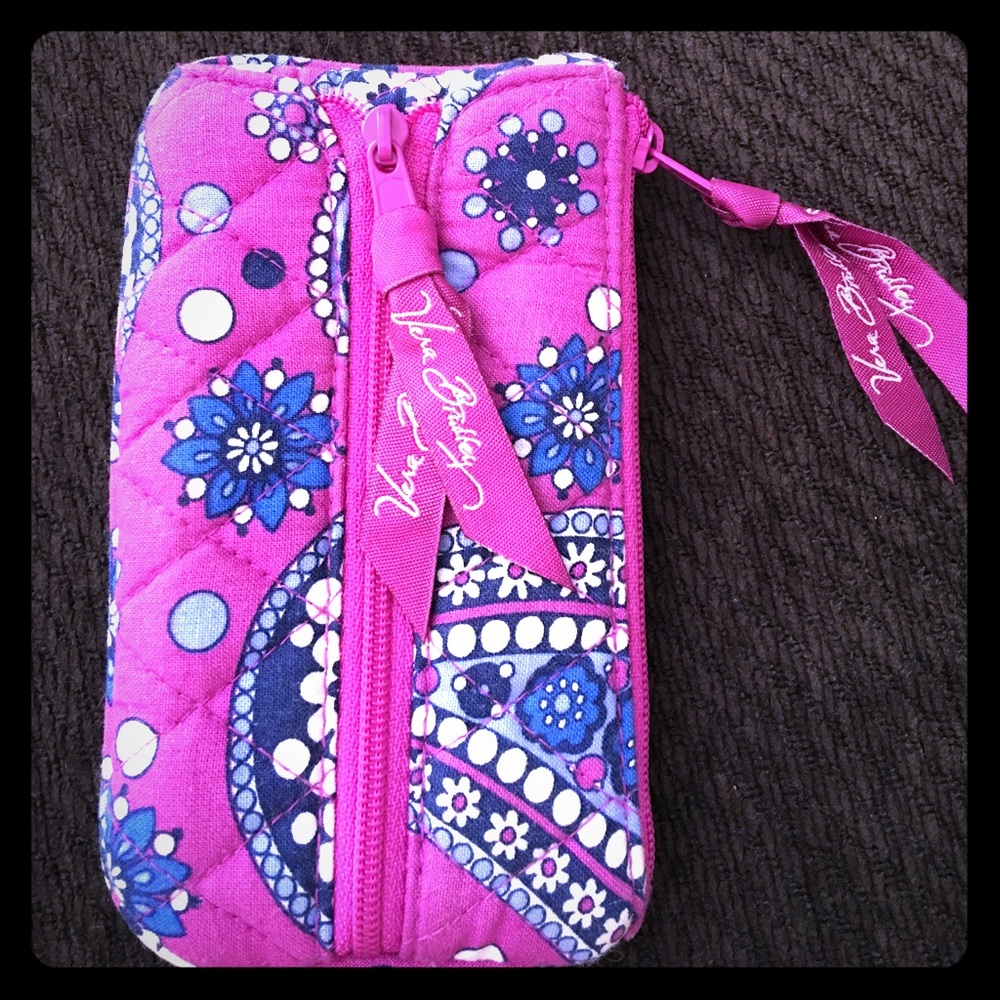 Vera Bradley, pink/blue keychain handheld wallet.