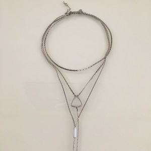 Express silver choker layered necklace