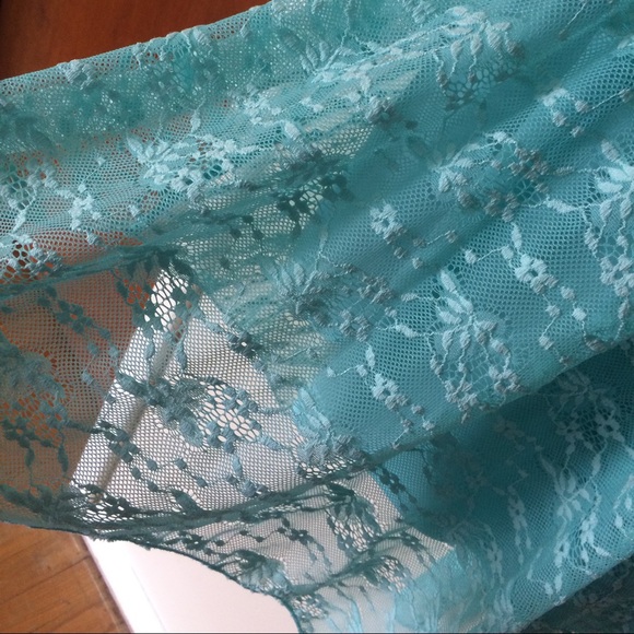 Turquoise Asymmetrical Hem Blue Dress - Picture 6 of 8