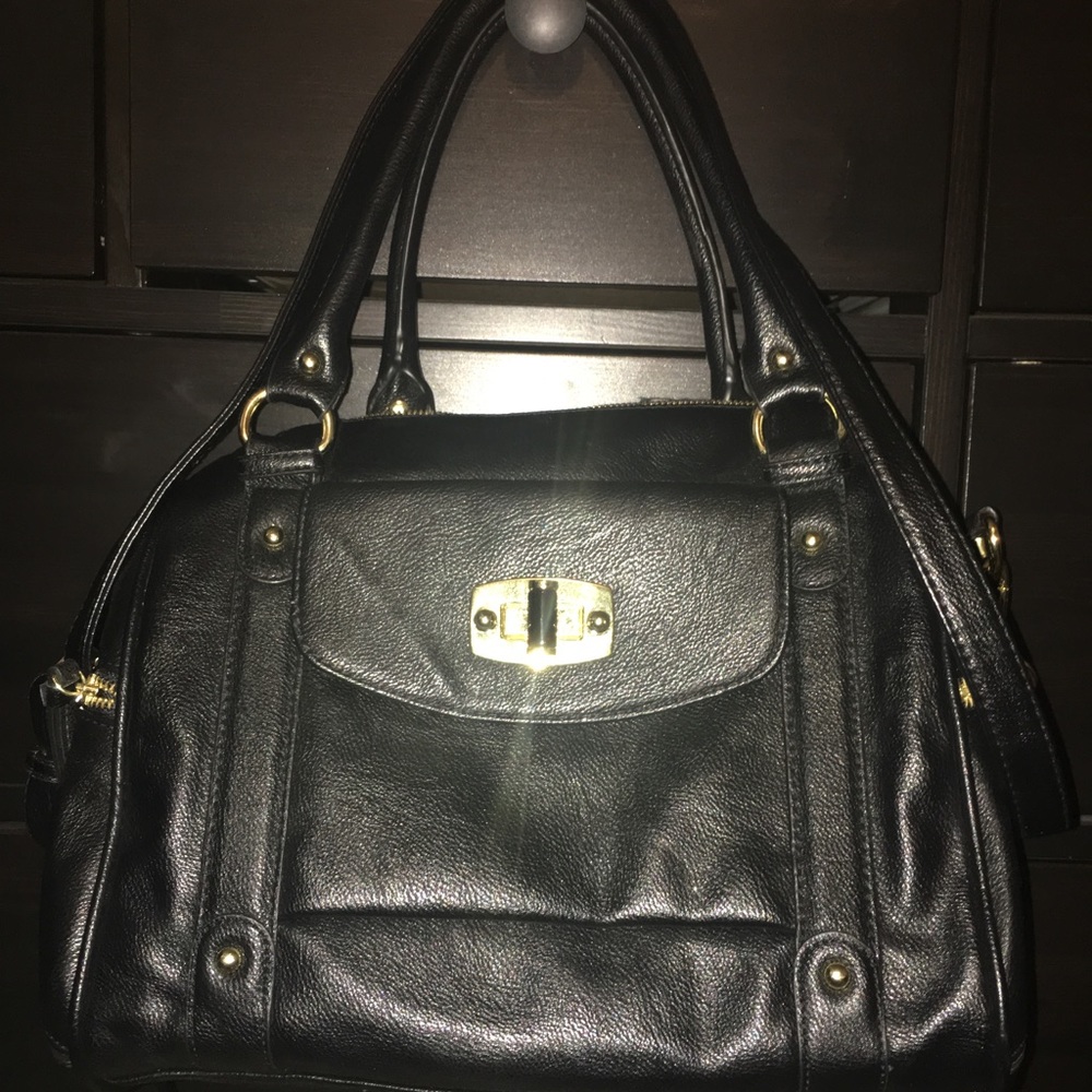 Black Faux Leather Handbag