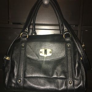 Black Faux Leather Handbag