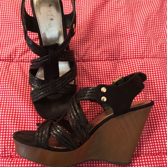 Black Strappy Wedges - Picture 3 of 4