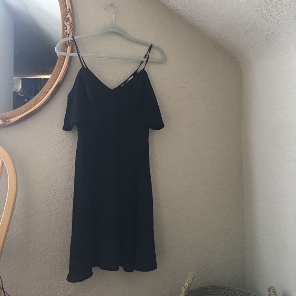 Black off the shoulder skater-dress with straps