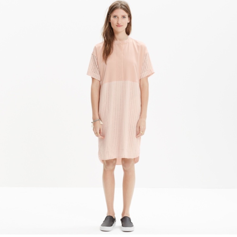 Madewell Eyelet Mix Dress in Blush Pink