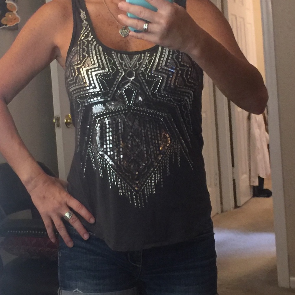 Dark gray sequin Express shirt/tank