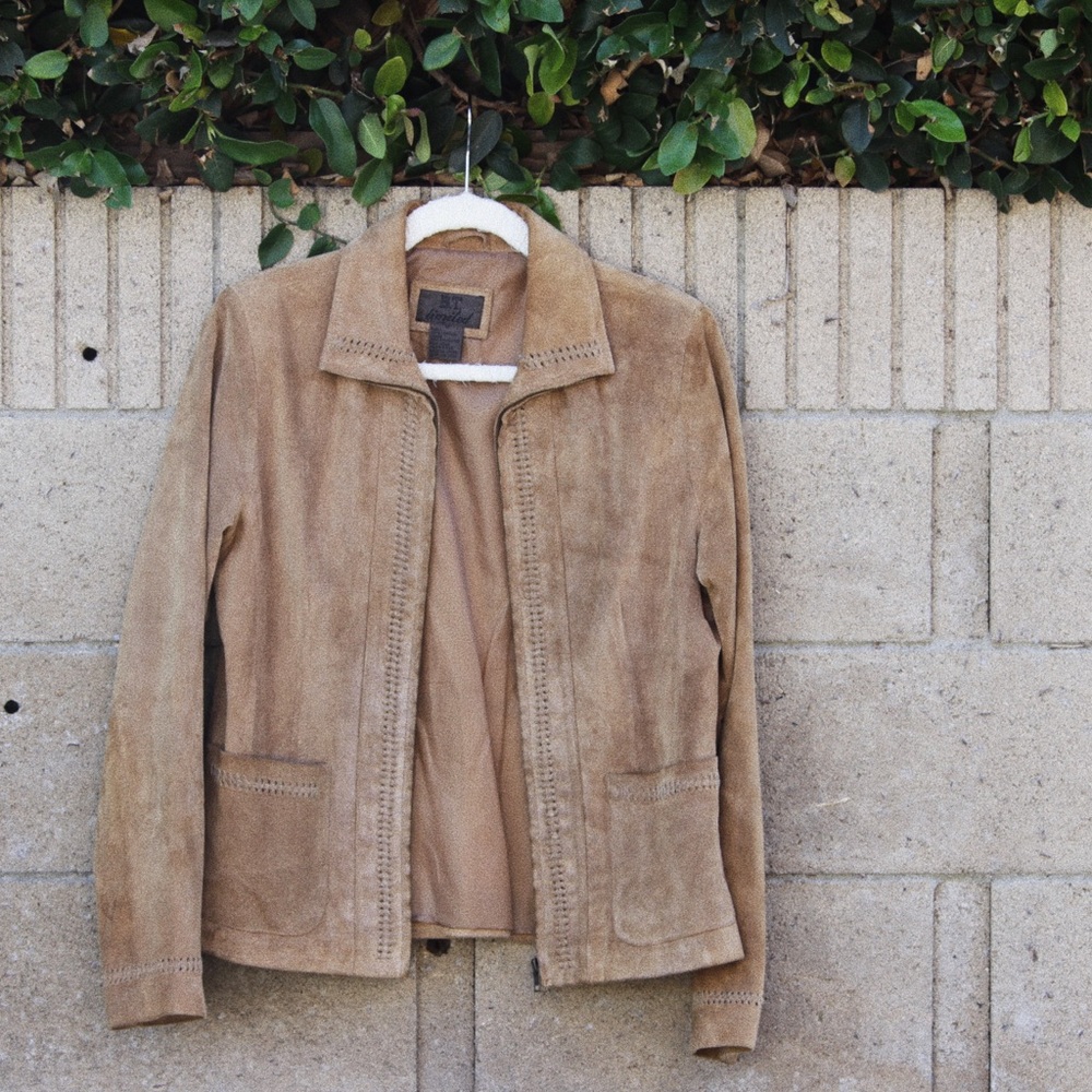 vintage leather detailed blazer✨