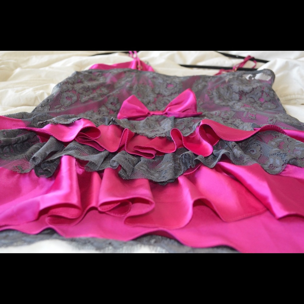 FLORA NIKROOZ Silk + Lace Ruffle Lingerie Nightie