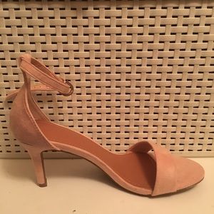 Peachy/Nude heels with ankle strap; NEVER WORN