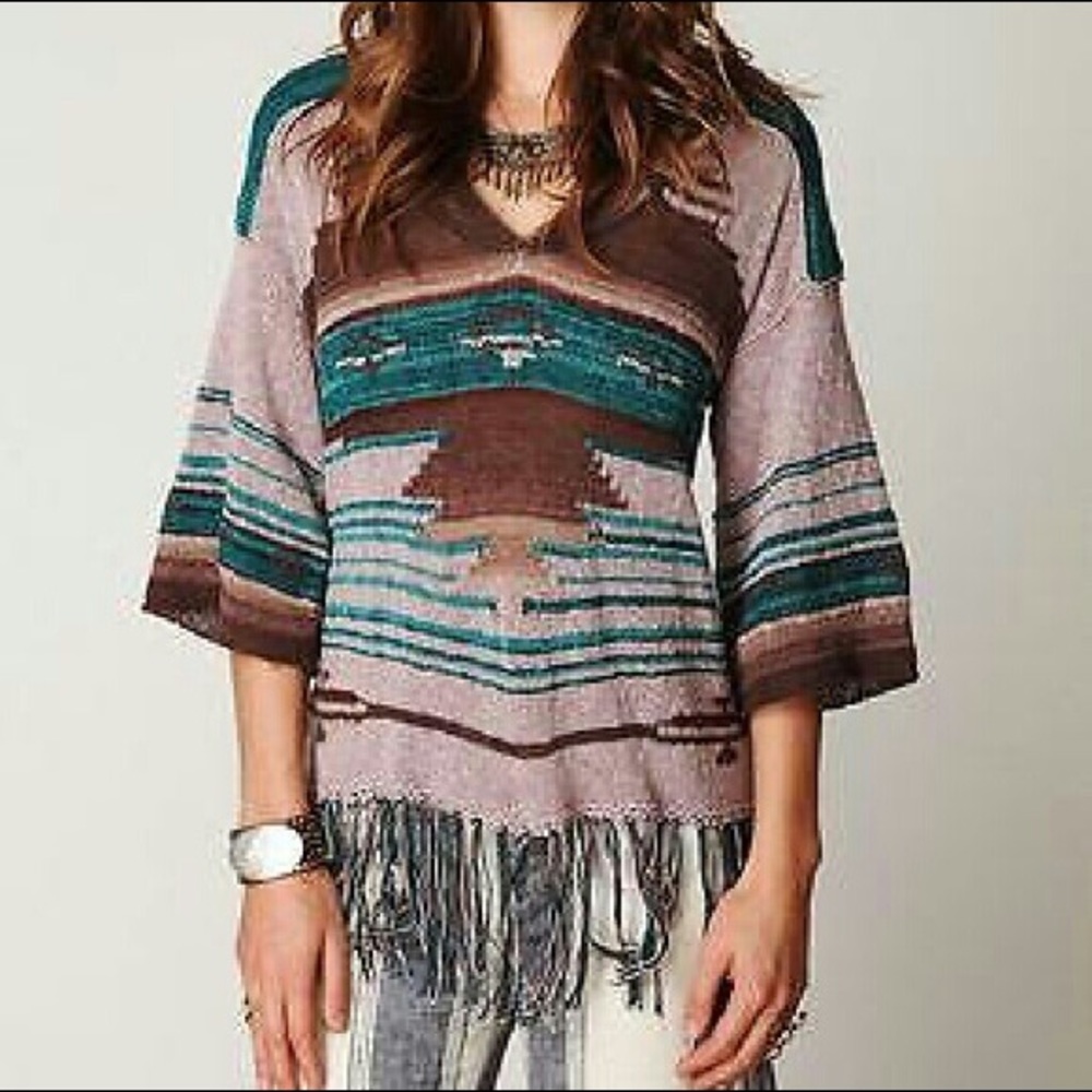 Free People Geometric Poncho