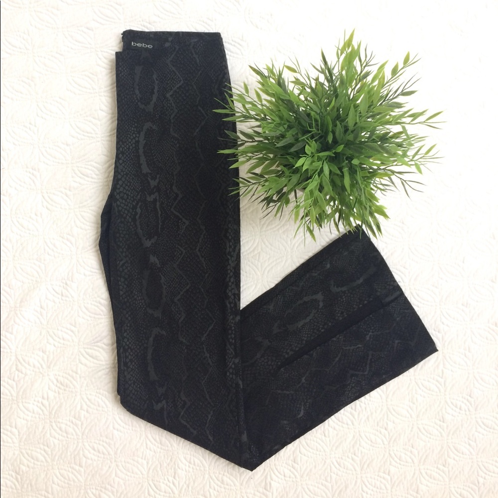 Bebe snakeskin print pants