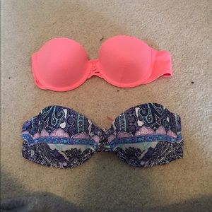 Coral and blue Victoria's secret bikini top