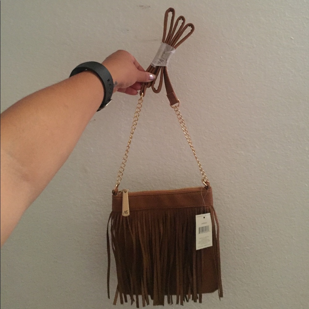 Brown Fringed Crossbody