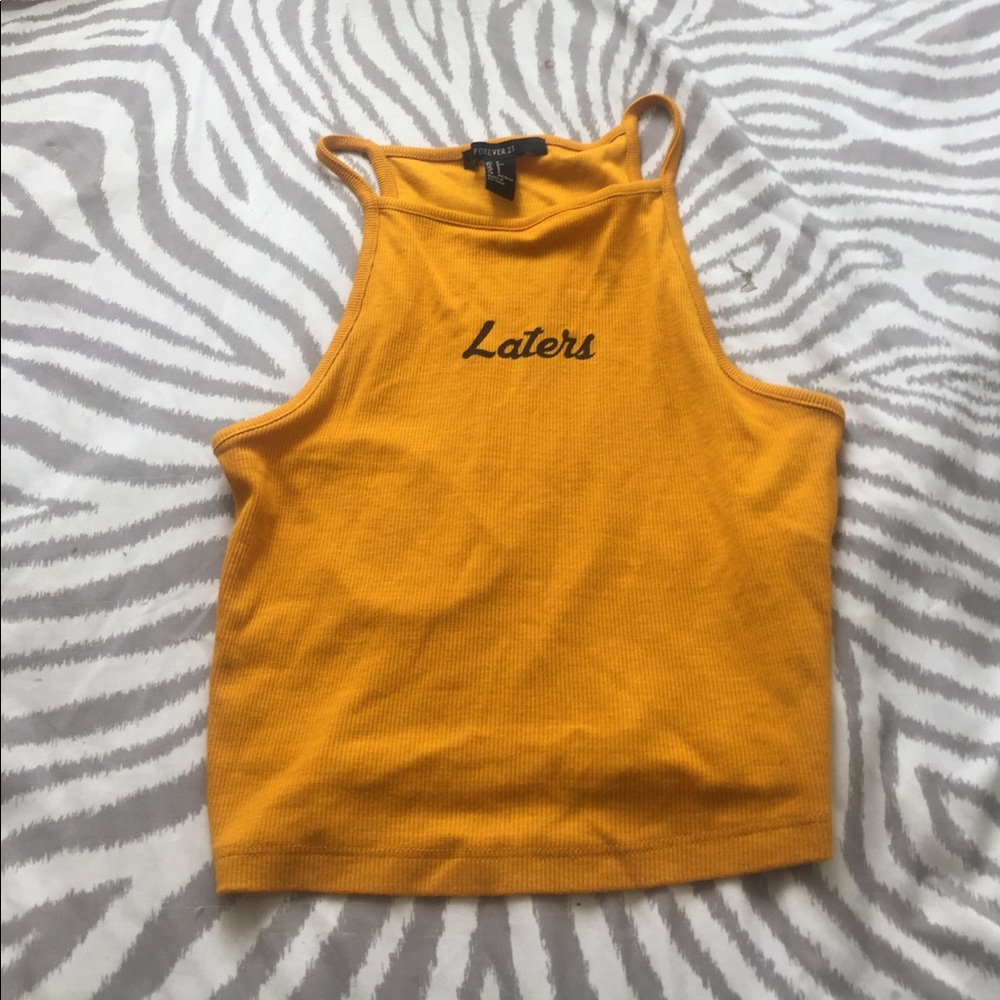 Mustard "laters" crop top💓