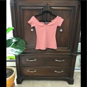 Reformation Pink Short Sleeve V-neck Top
