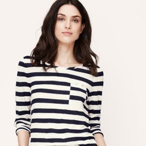 LOFT Pieced Stripe Long Sleeve Tee