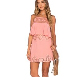 For Love and Lemons pink skirt and crop top