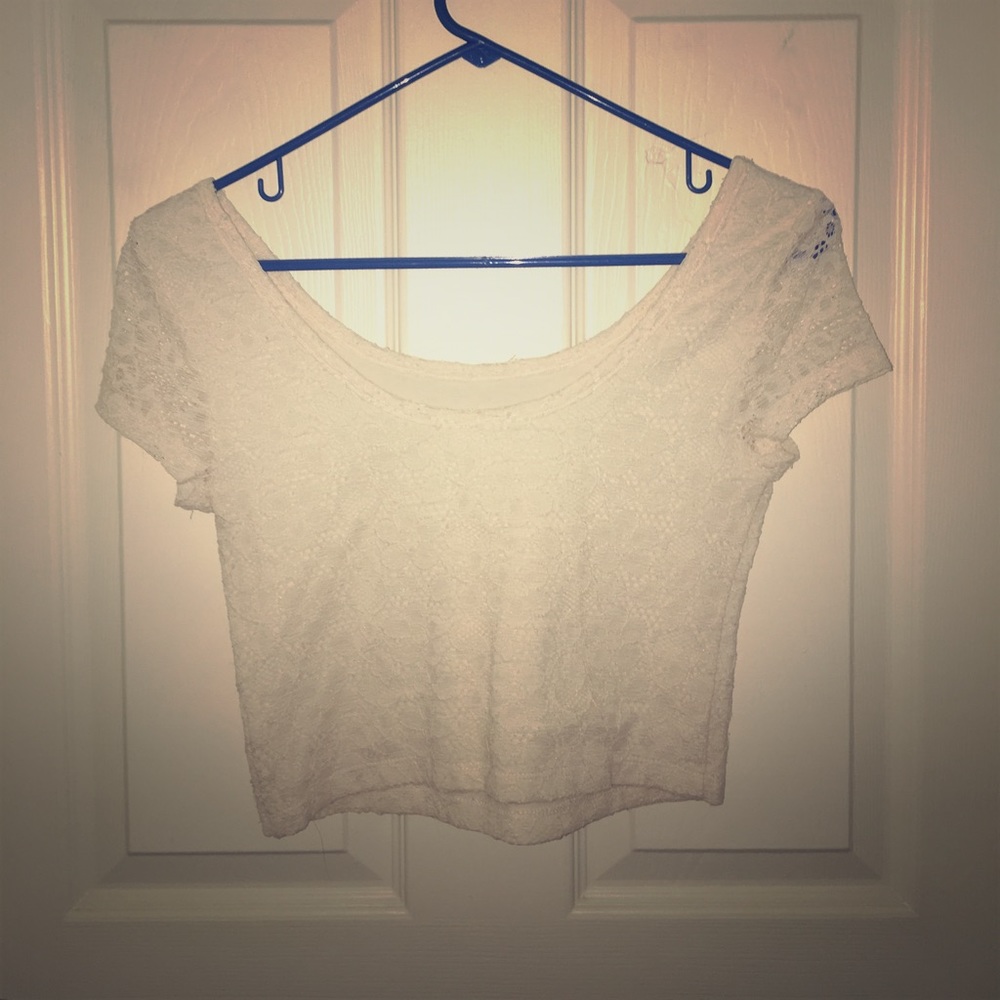 Cream Lace Crop Top