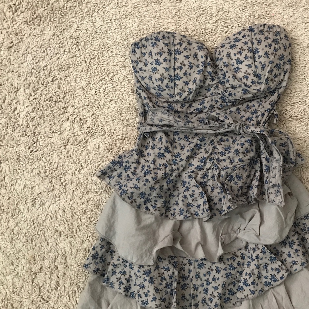 Floral grey and blue dress