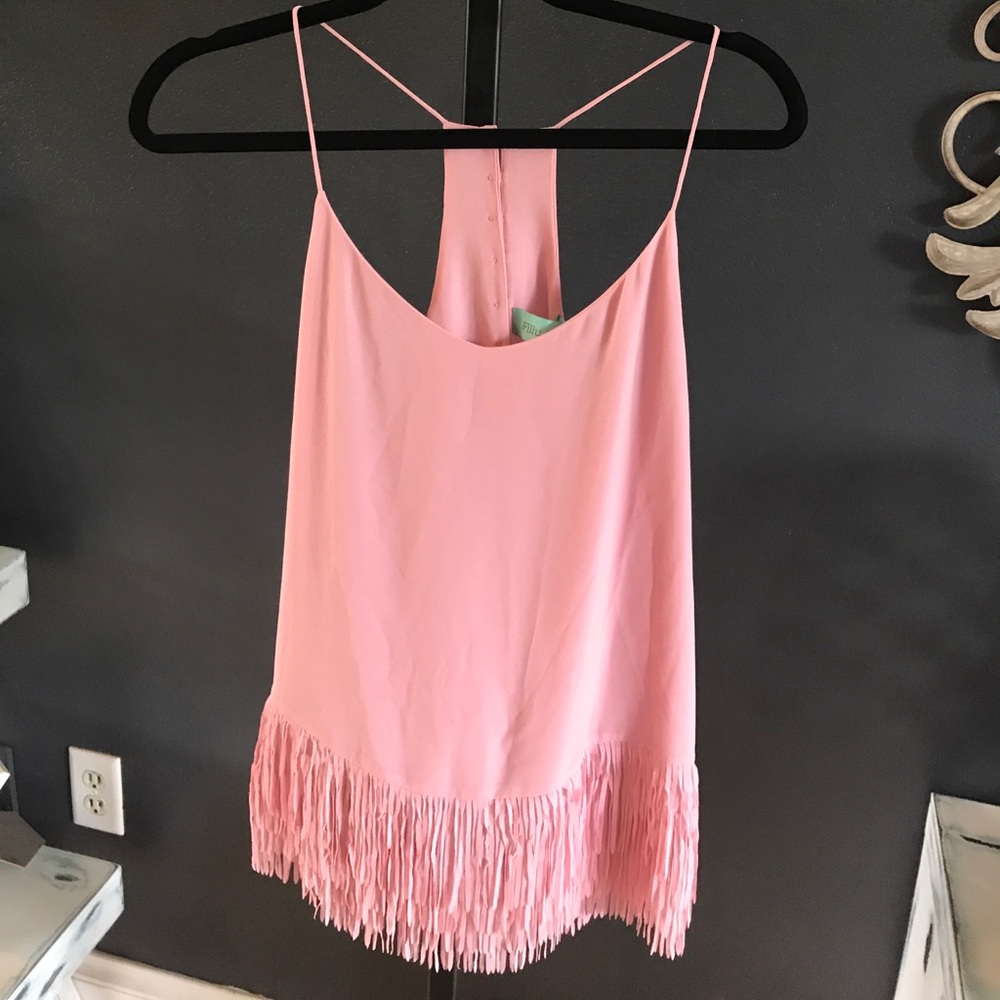 Filly Flair pink fringe tank top. New!