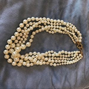 Multi-strand multi-size pearl necklace