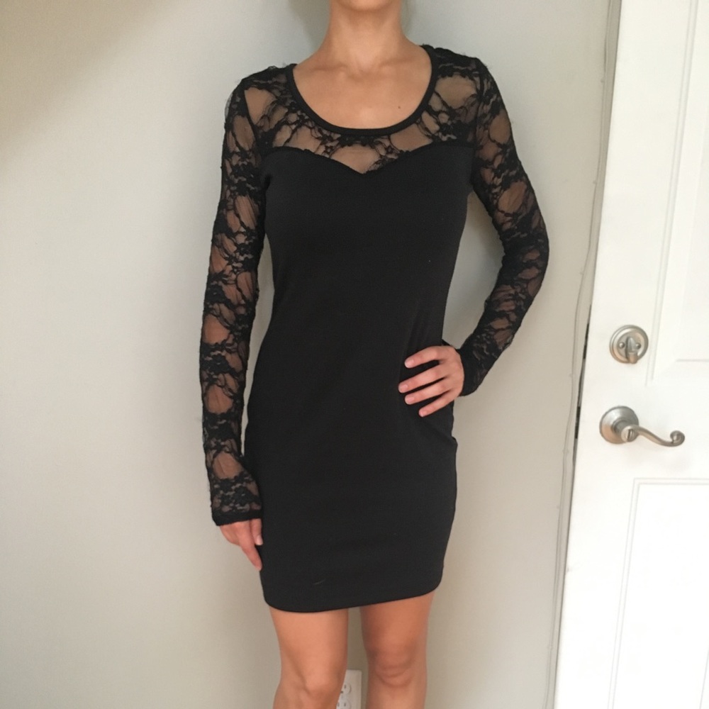 Lace long sleeve dress.