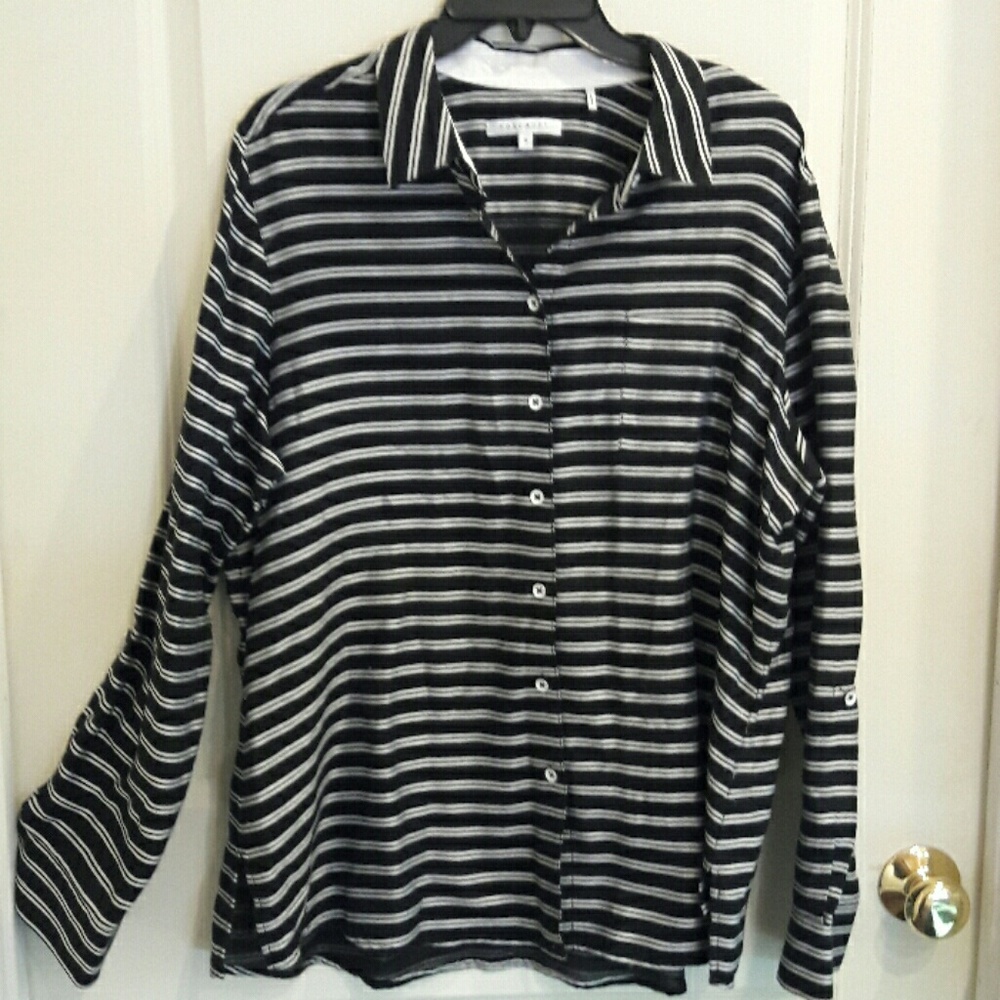 Foxcroft black w grey stripes sz 18