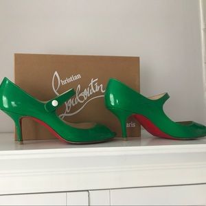 Christian Louboutin green patent Mary Jane pumps