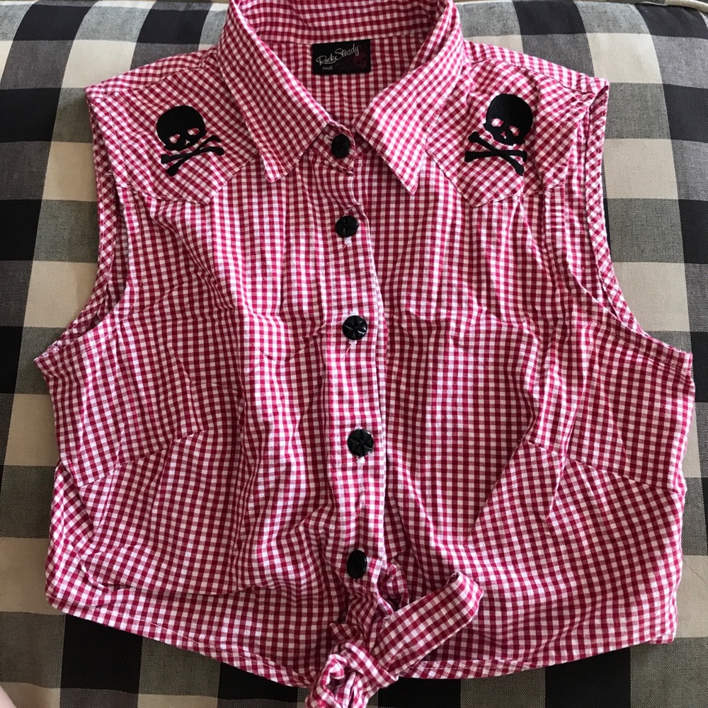 Red Gingham Rockabilly Crop Top