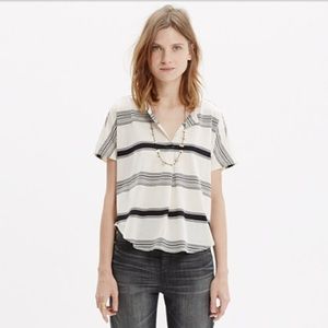 Madewell Luster Cotten Split-neck Tee in Stripe
