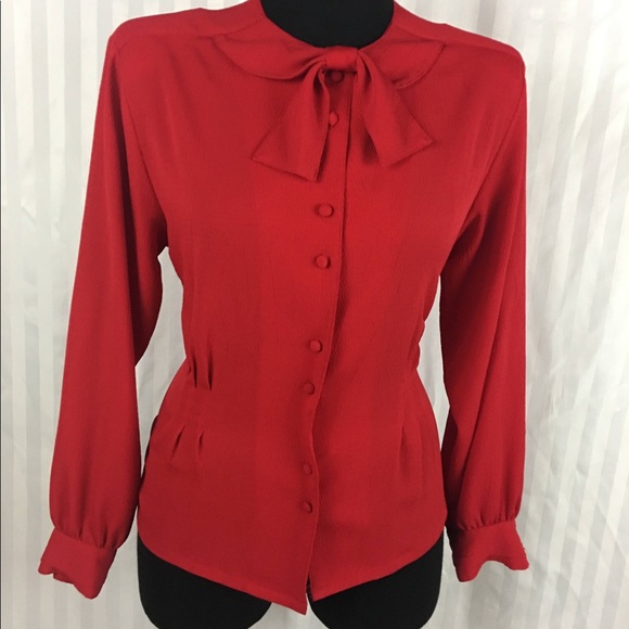 Oscar de la Renta Tops - Red Oscar De La Renta Blouse