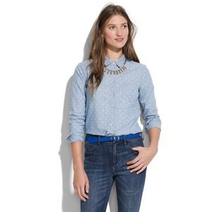 Madewell Chambray Polka Dot Button Down