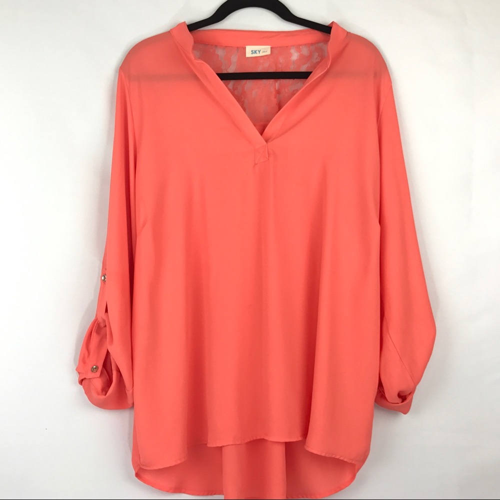 V neck blouse with floral back