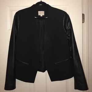 LOFT - Black Jacket - leather sleeves - 14