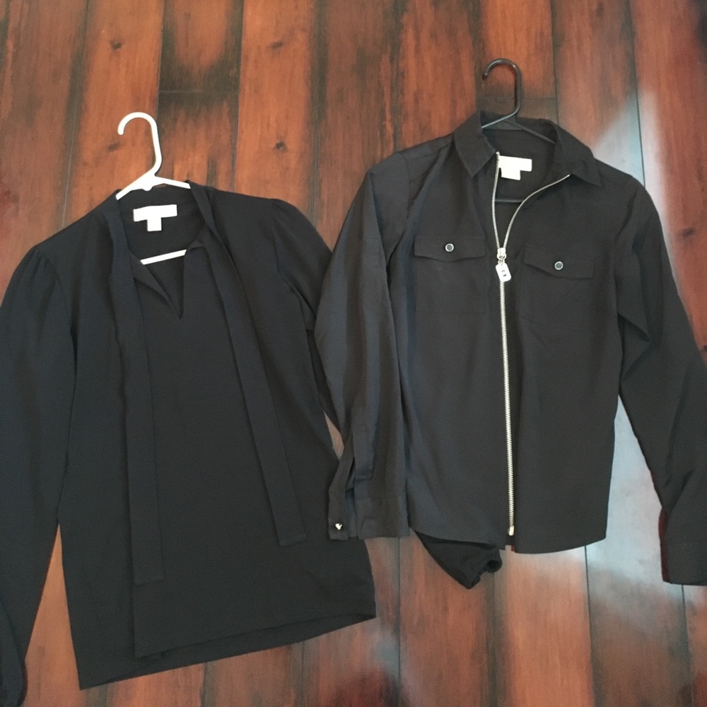 DONATING SOON! Two black Michael Kors blouses