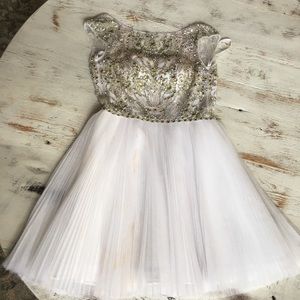 Sherri Hill formal white beaded top dress