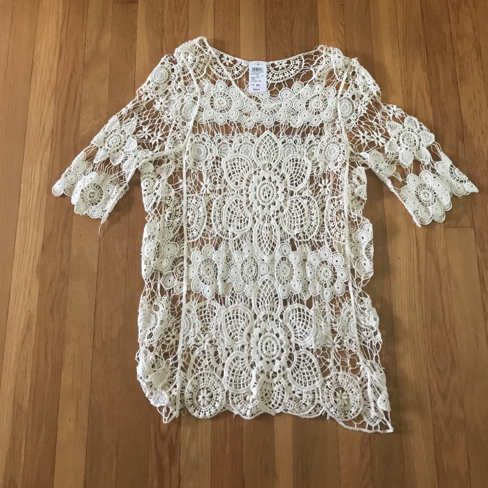 White crocheted lace dress