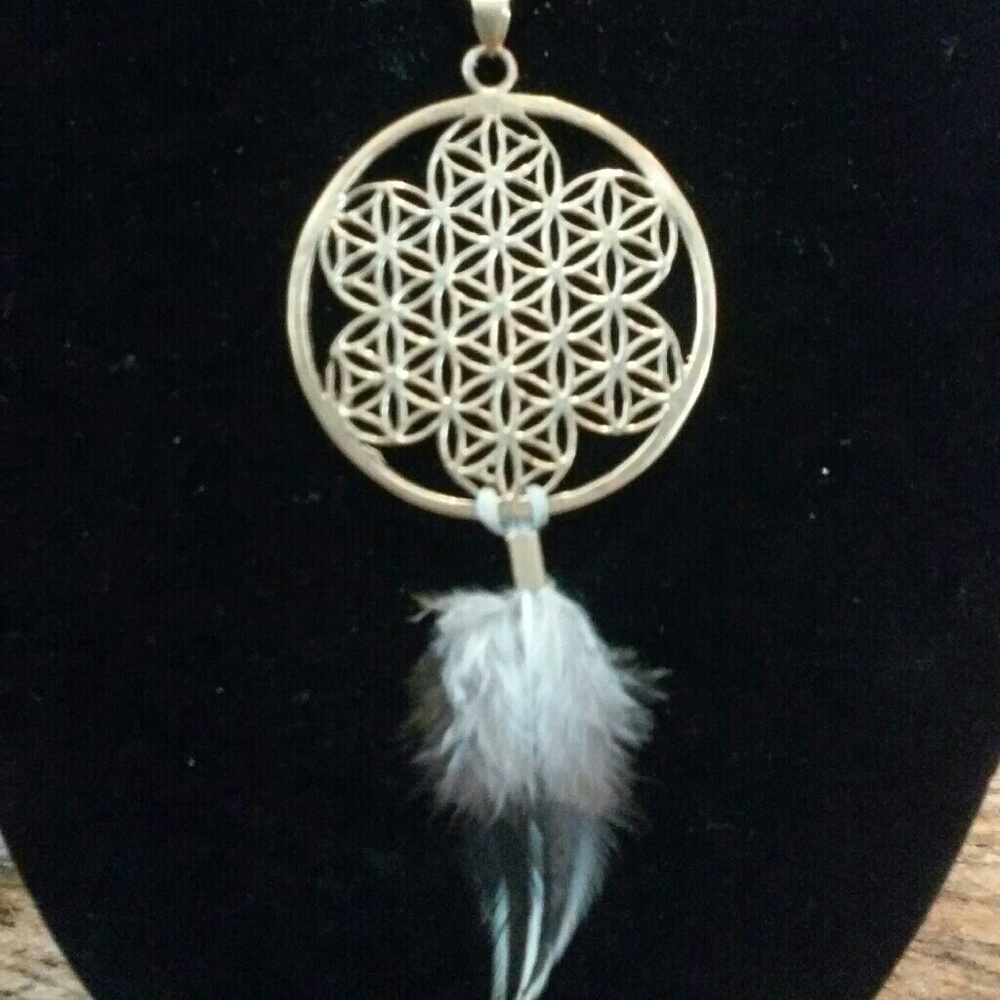 Flower of Life Feather Necklace