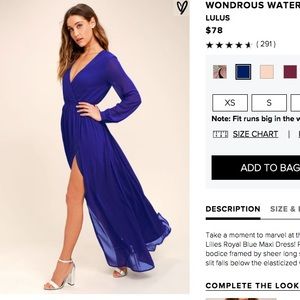 Wonderous Water Lilies Royal Blue Maxi Dress