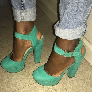 Turquoise Platform Heels
