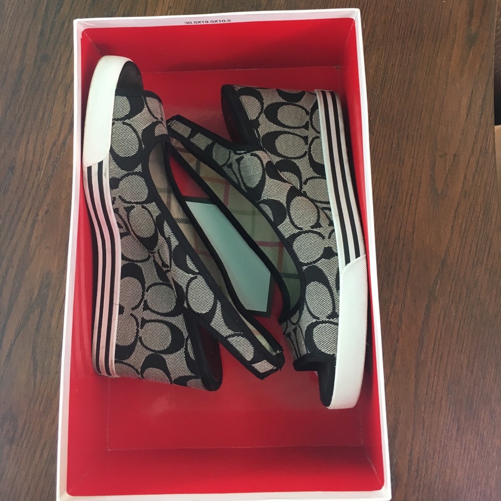 NIB Coach Signature Jacquard Sneaker Wedges