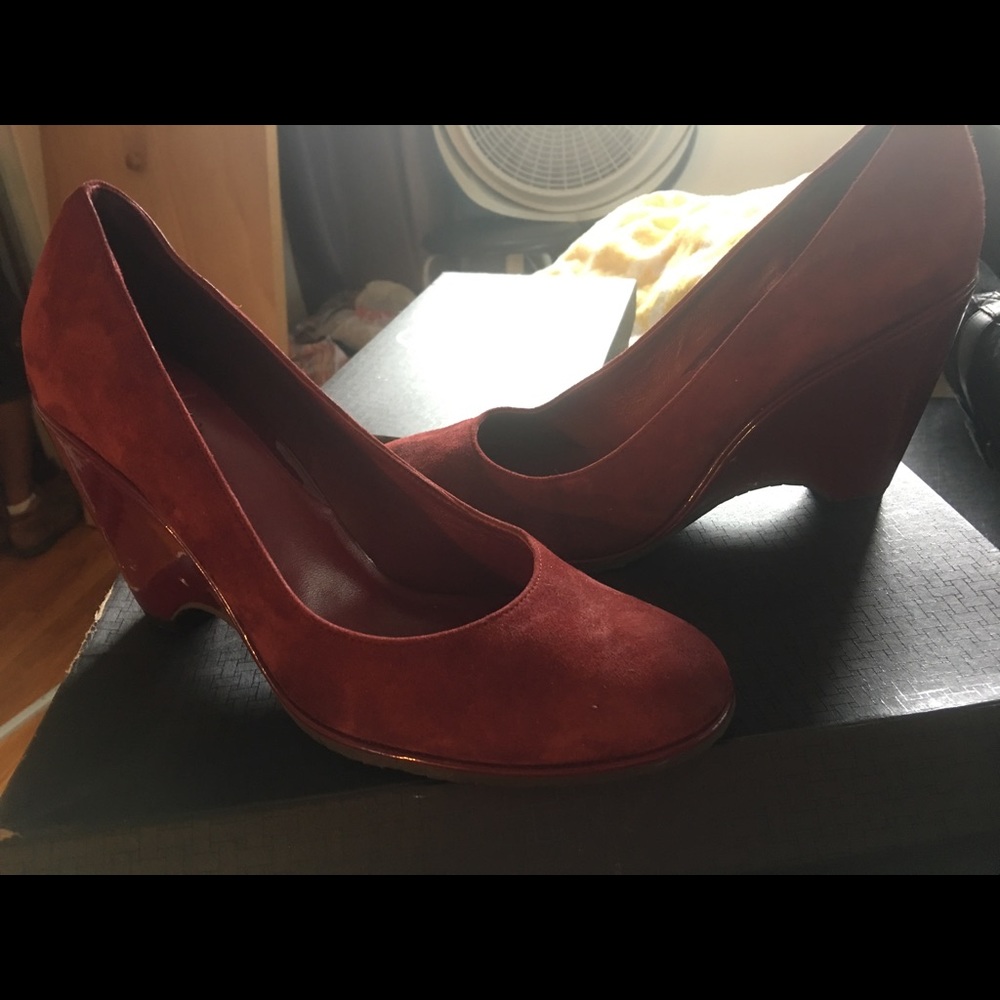 Brand New Cole Haan Suede Wedge Pumps 9.5