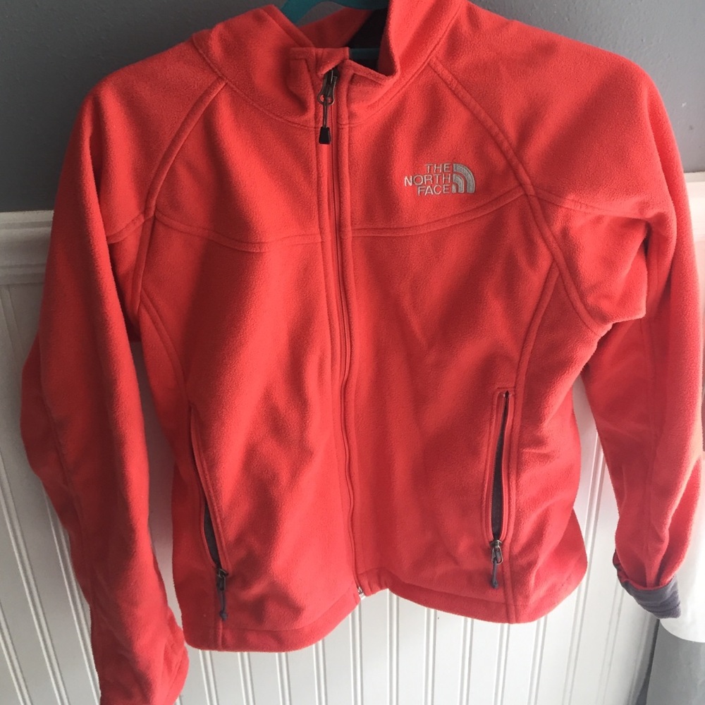 The North Face Zipper Shell Jacket in Coral