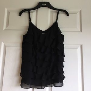 Black Ruffled Sleeveless Blouse