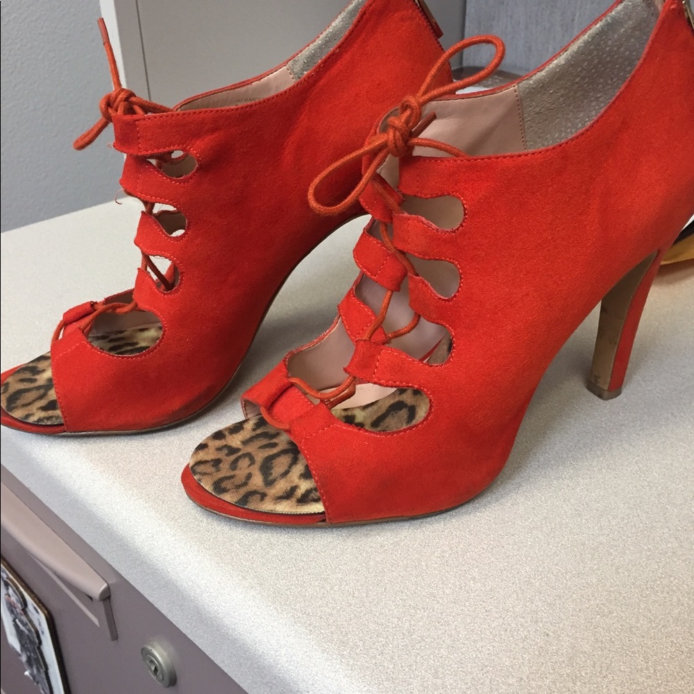Julianne Houh Sole Society red/orange lace up heel