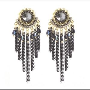 ✅BLACK AND GOLF CHANDELIER EARRINGS